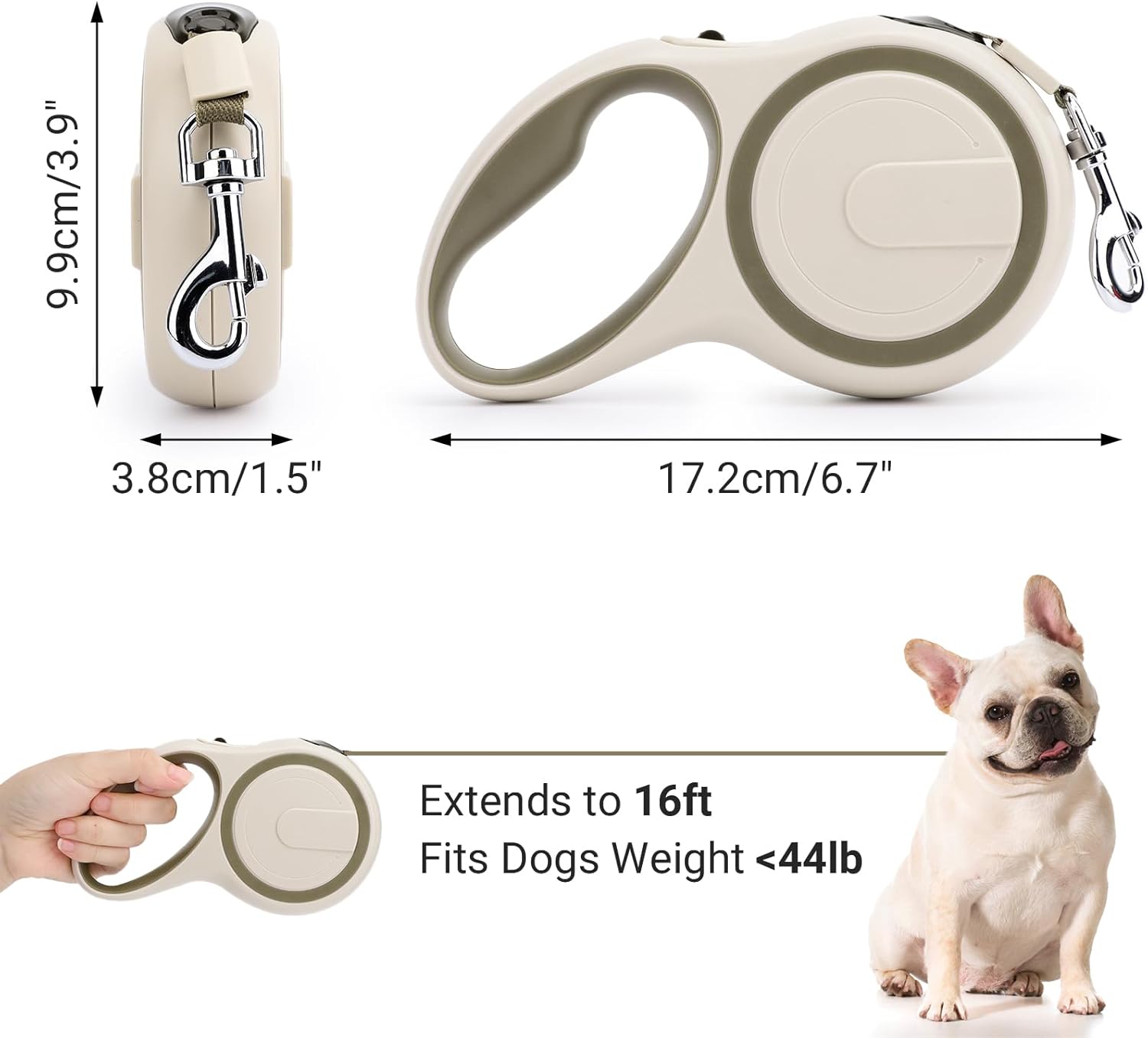 16FT Retractable Dog Leash for Small & Medium Dogs | Tangle-Free & Easy-Control Design