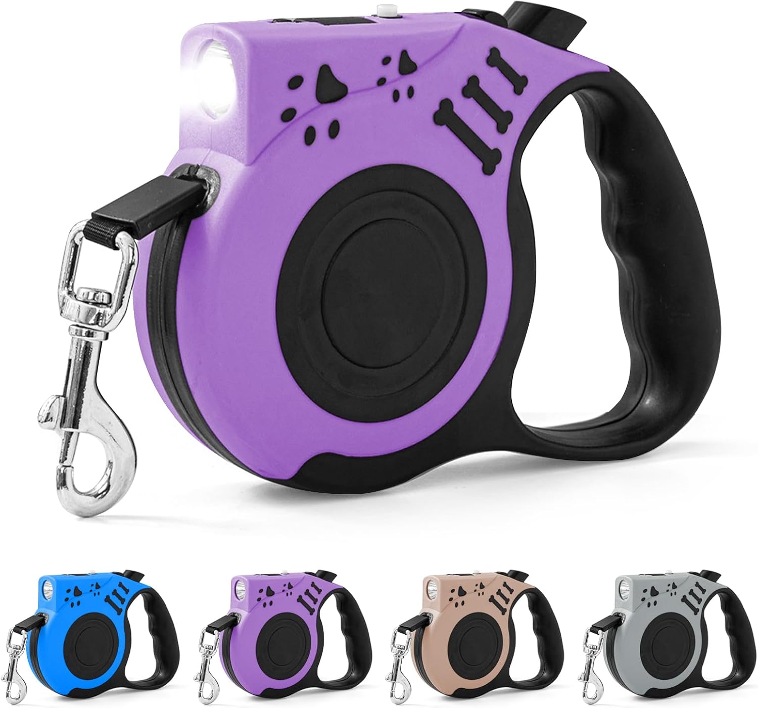 16FT Retractable Dog Leash with USB Rechargeable Flashlight