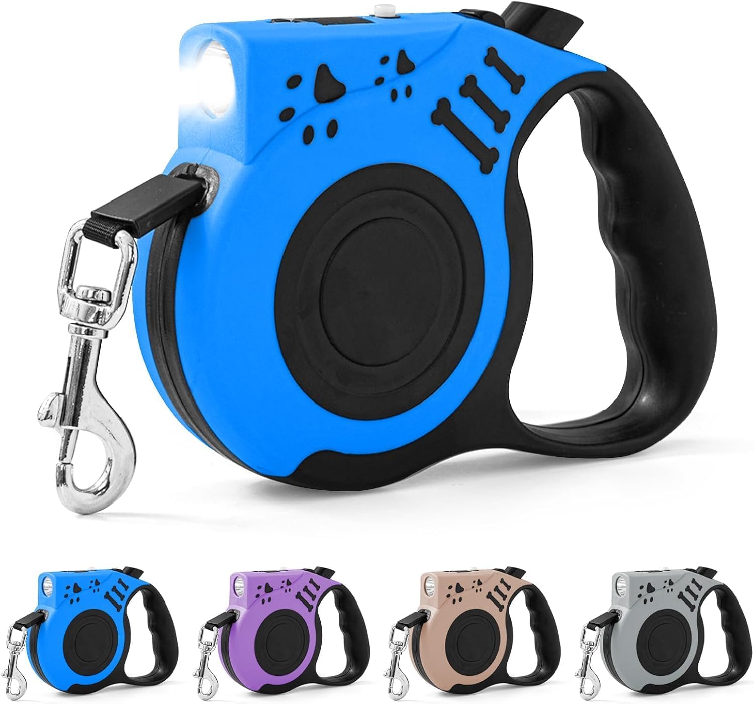 16FT Retractable Dog Leash with USB Rechargeable Flashlight
