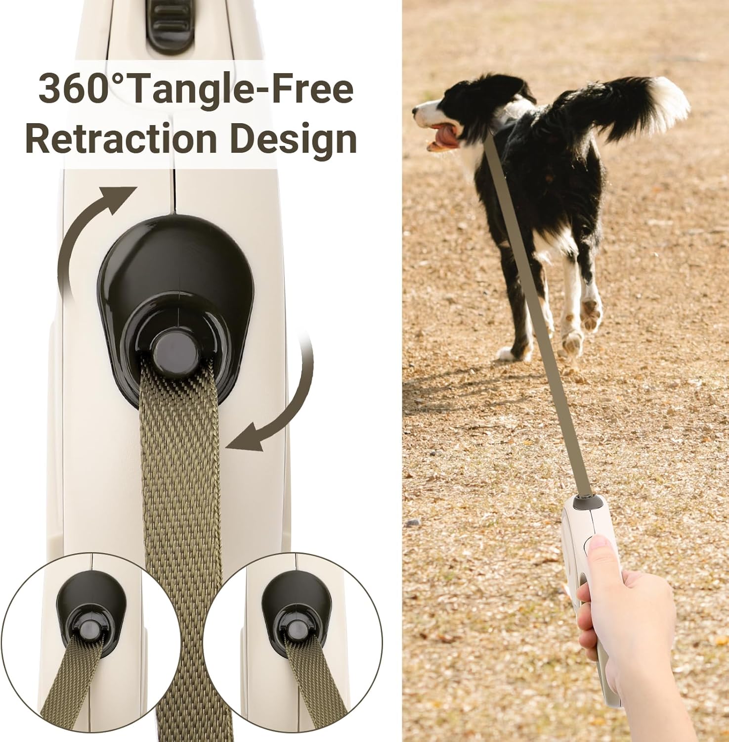 16FT Retractable Dog Leash for Small & Medium Dogs | Tangle-Free & Easy-Control Design