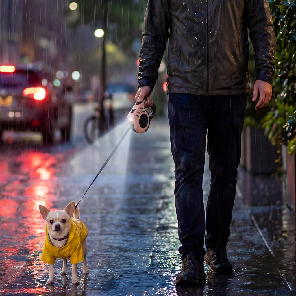 16FT Retractable Dog Leash with USB Rechargeable Flashlight