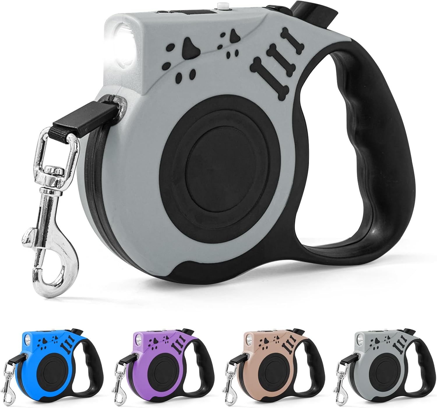16FT Retractable Dog Leash with USB Rechargeable Flashlight