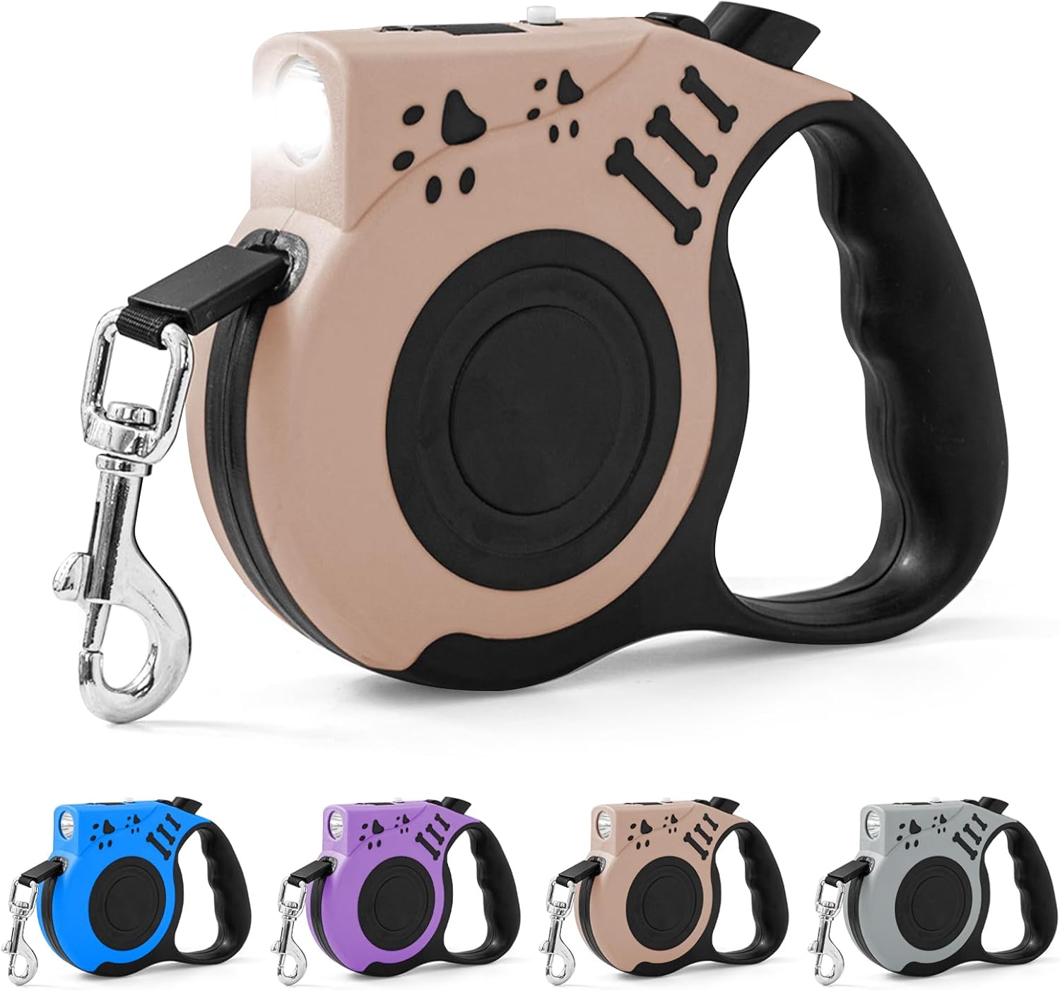 16FT Retractable Dog Leash with USB Rechargeable Flashlight