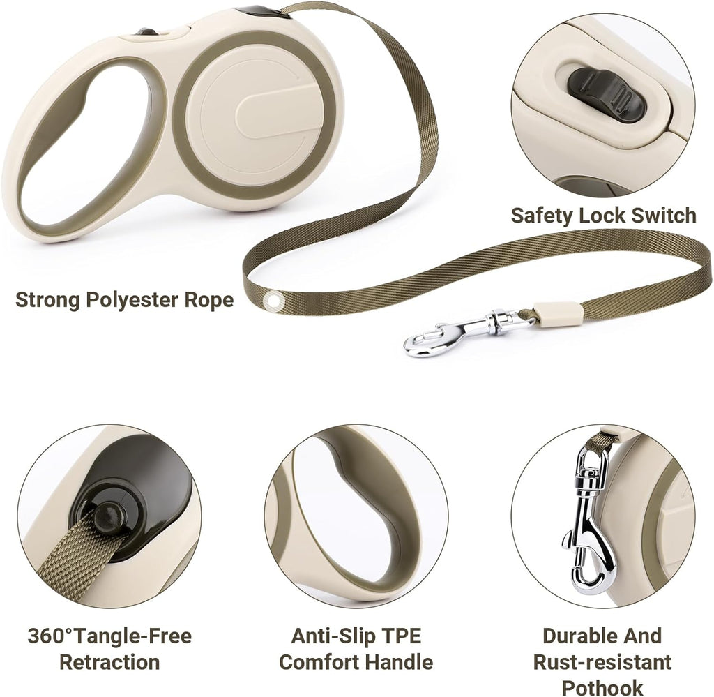16FT Retractable Dog Leash for Small & Medium Dogs | Tangle-Free & Easy-Control Design