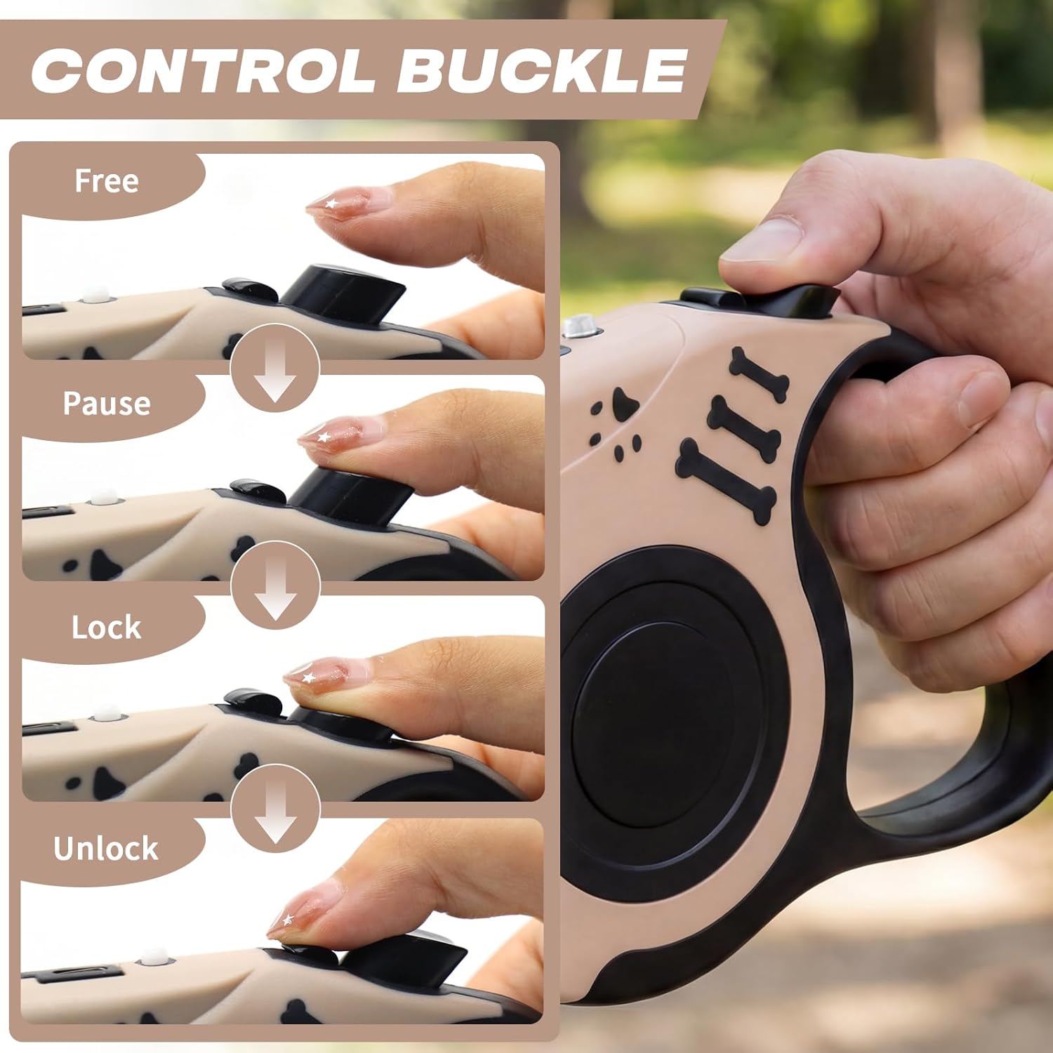 16FT Retractable Dog Leash with USB Rechargeable Flashlight