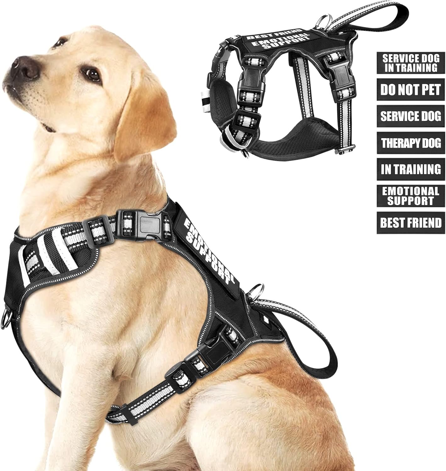 Tactical No-Pull Dog Harness with Reflective Patches