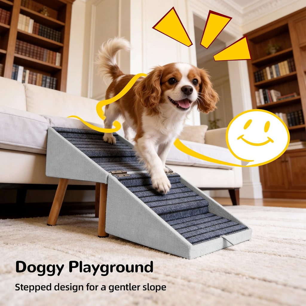 2-in-1 Foldable Dog Stairs Ottoman for Bed & Couch