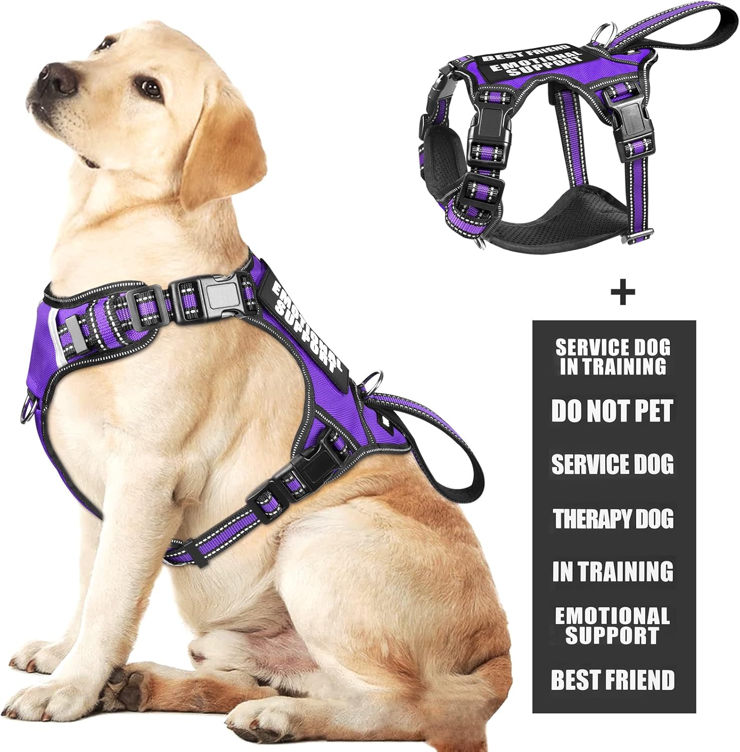 Tactical No-Pull Dog Harness with Reflective Patches