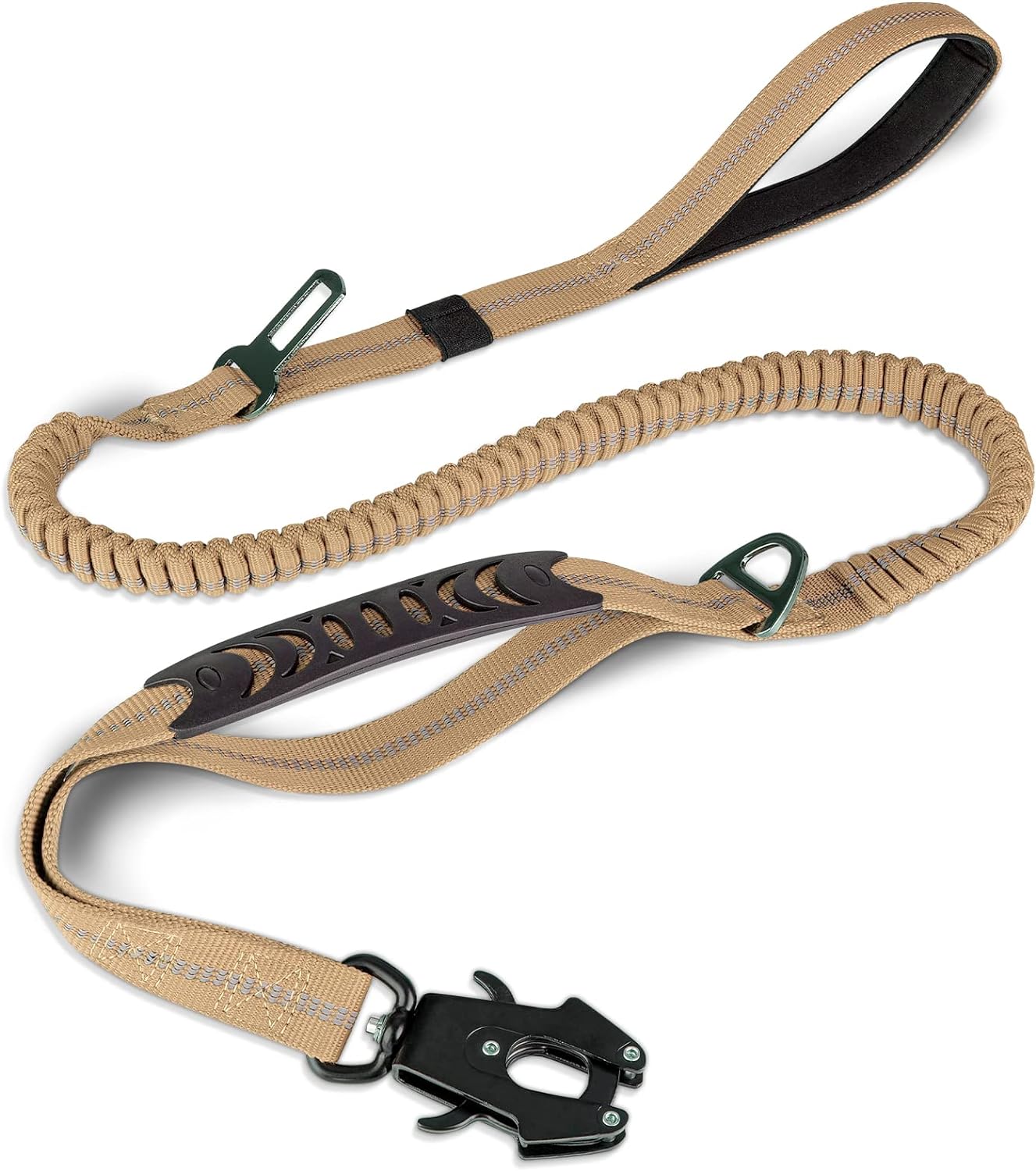 Heavy-Duty Tactical Dog Leash with Frog Clip & Shock-Absorbing Bungee