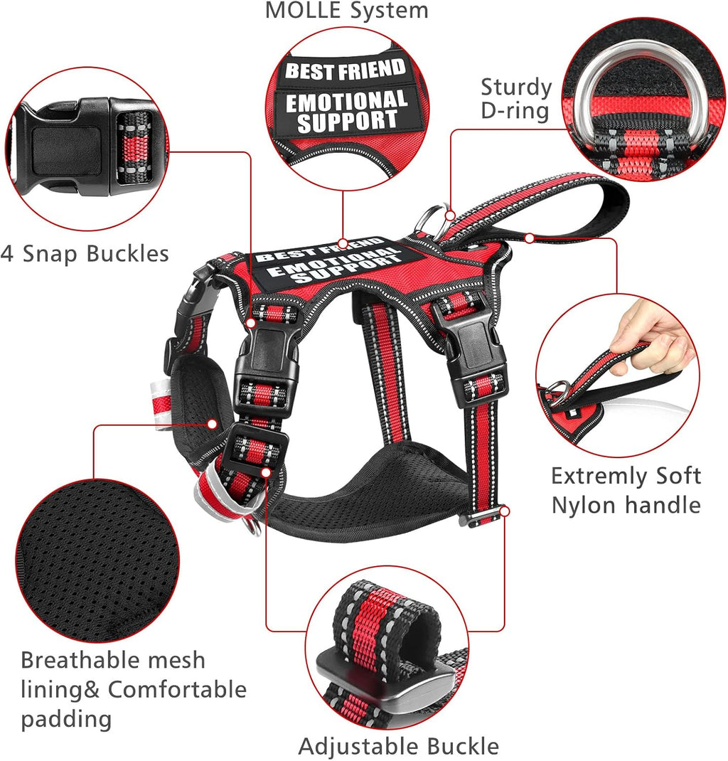 Tactical No-Pull Dog Harness with Reflective Patches